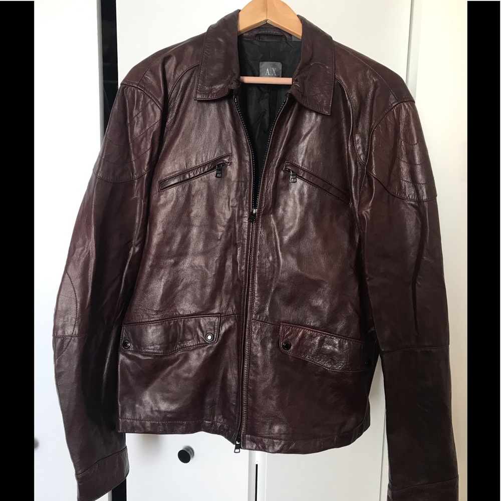 Vintage Armani Exchange motorcycle leather jacket
